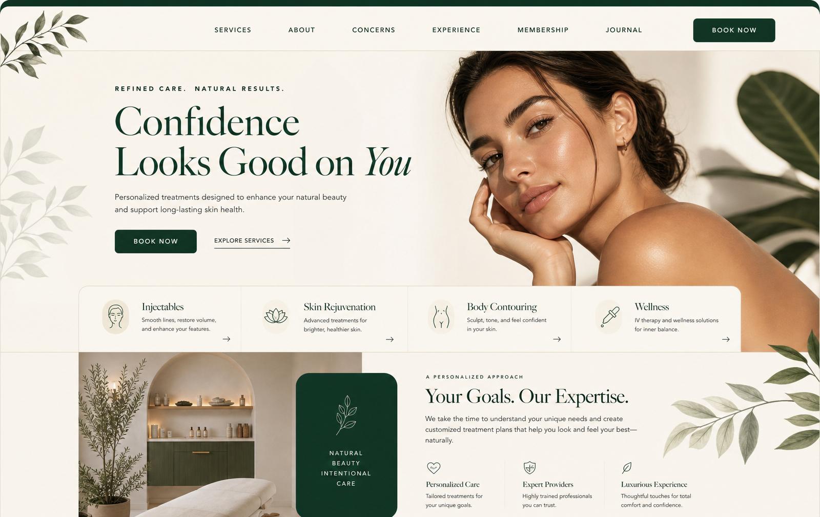 GlowUp Med Spa med spa website homepage preview